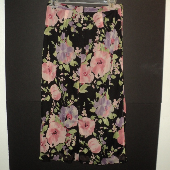 Twyla Blue Size 8 Straight Floral Skirt Mid-Calf - Picture 4 of 7